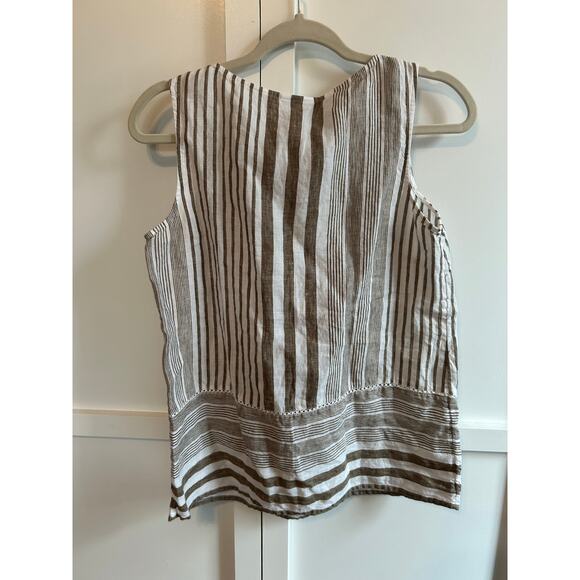 J. Jill Linen Brown Striped Tank XS - Picture 1 of 3